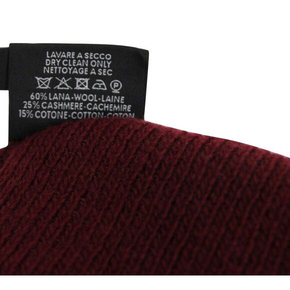 Gucci Unisex Burgundy Wool Cashmere Cotton Large Knit Beanie Hat With Logo - Picture 6 of 6